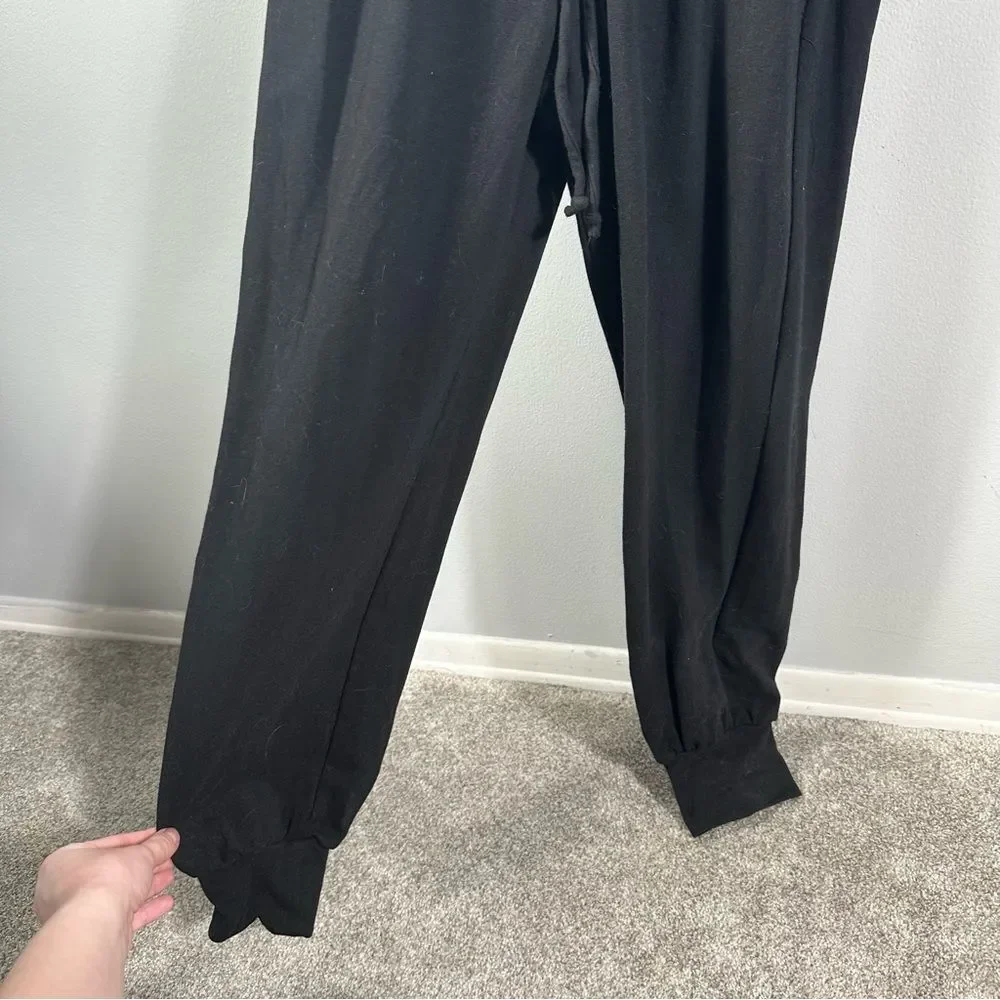 Evereve Black Myra Zip-Front Jogger Jumpsuit Long Sleeve Size Small Minimalist